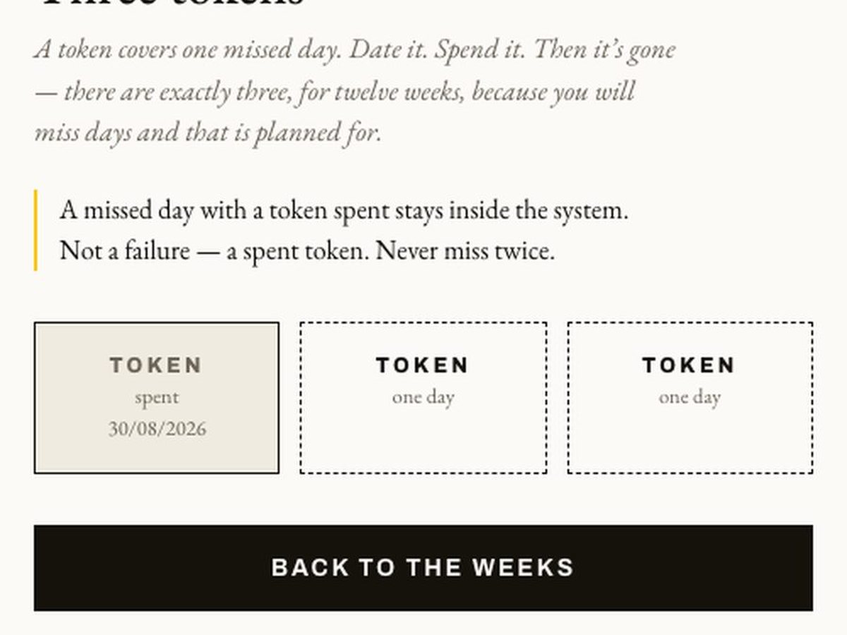 The tokens page